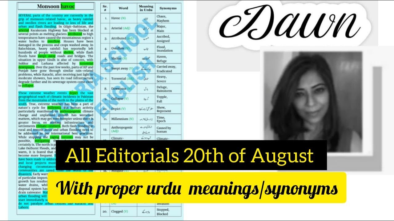 Dawn Editorial with Urdu Translation 20th of August 2024 || DAWN opinion Analysis || Dawn Newspaper