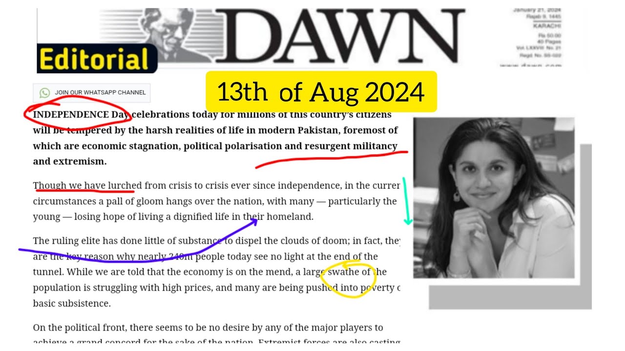 Dawn Editorial with Urdu Translation Aug 13, 2024 || DAWN opinion Analysis || Dawn Newspaper