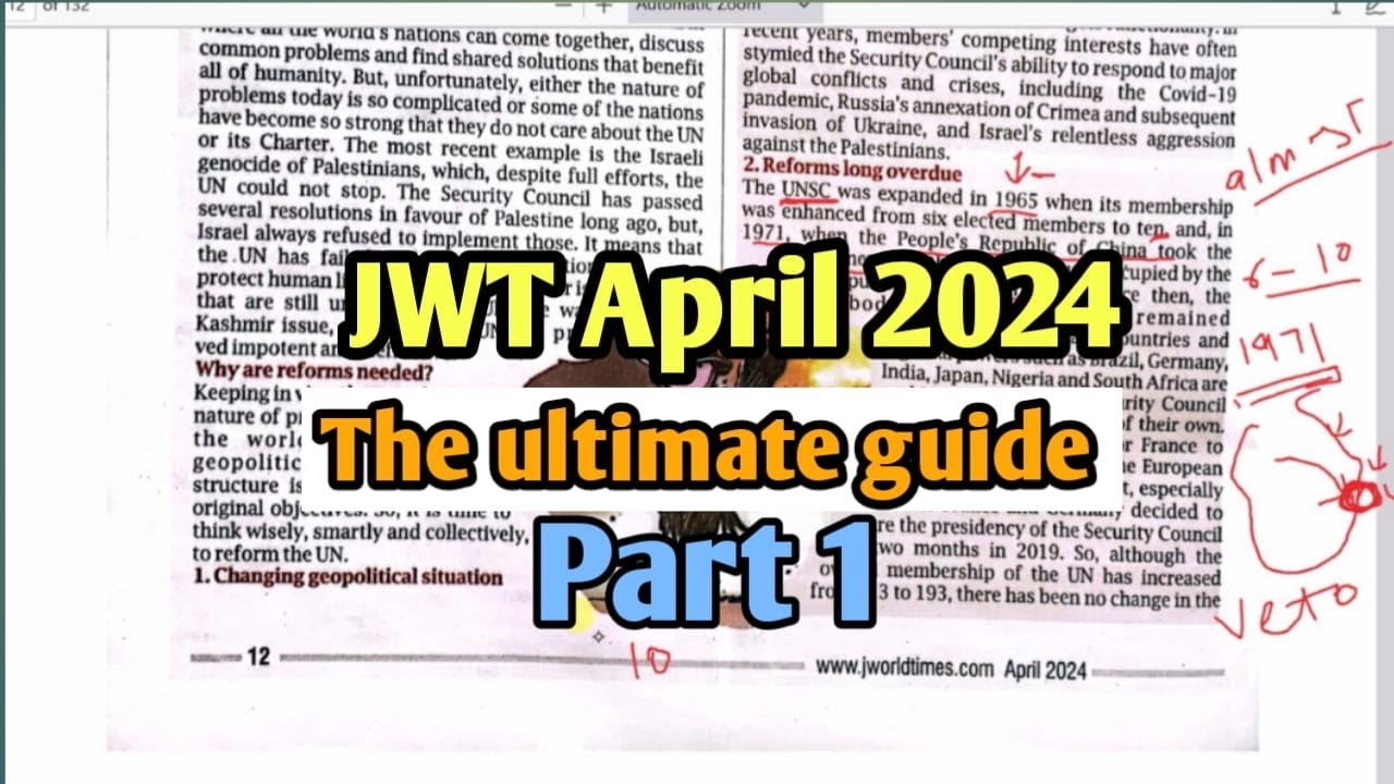 JWT Magazine April 2024 detailed understanding || Topic : (Reinventing United Nations) PART 1